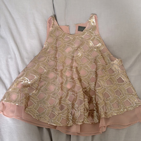 Gently worn once Anthropology Sunday in Brooklyn XS pink and gold sequin tank - Picture 1 of 5